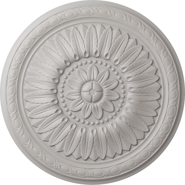 Ekena Millwork Temple Ceiling Medallion (Fits Canopies up to 9 1/4"), Hnd-Painted Ultra Pure White, 24"OD x 1 5/8"P CM24TEUWF - main